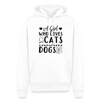 Amoureux des chats Amoureux des chiens Je suis une fille - Sweat à capuche Premium bio Homme - blanc - Devant - Nico (187cm)