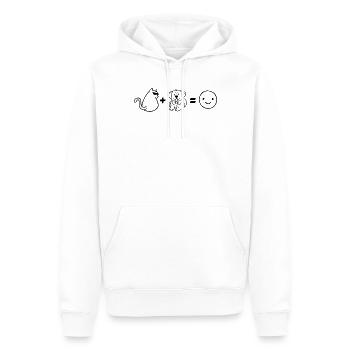 Chat + Chien = Heureux I Mignon Chien Amour - Sweat à capuche Premium bio Homme - blanc - Devant - Nico (187cm)