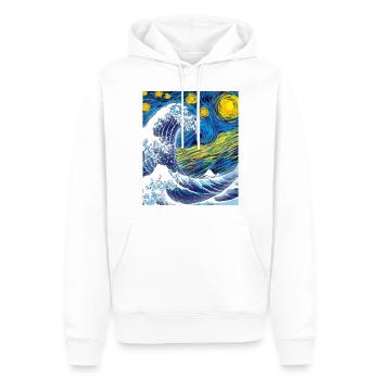 Kanagawa Waves Esthétique Art Japonais Grande Vague - Sweat à capuche Premium bio Homme - blanc - Devant - Nico (187cm)