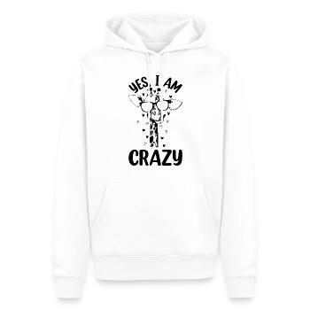Amoureux des girafes - Oui je suis fou - Drôle de girafe - Sweat à capuche Premium bio Homme - blanc - Devant - Nico (187cm)