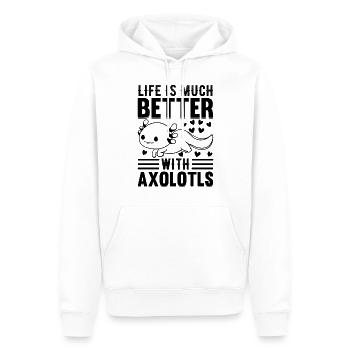 Axolotl Lover - La vie est bien meilleure avec Axolotls - Sweat à capuche Premium bio Homme - blanc - Devant - Nico (187cm)