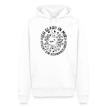 Axolotl Lover - Je pense qu’il y a un cygne en moi - Sweat à capuche Premium bio Homme - blanc - Devant - Nico (187cm)