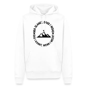 Bavarian Berg Herz Berg Wandern Bayerischer Dialek - Männer Premium Bio Hoodie - Weiß - Vorne - Nico (187cm)