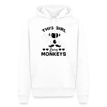 Monkey Lover - Cette fille aime les singes - Sweat à capuche Premium bio Homme - blanc - Devant - Nico (187cm)