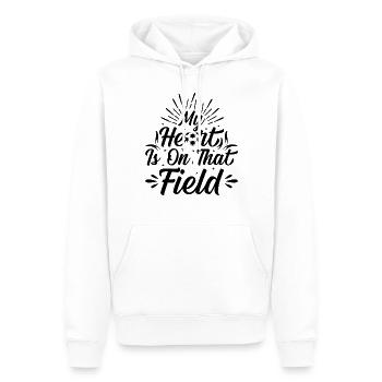 Mon cœur est sur ce terrain - Soccer - Sweat à capuche Premium bio Homme - blanc - Devant - Nico (187cm)
