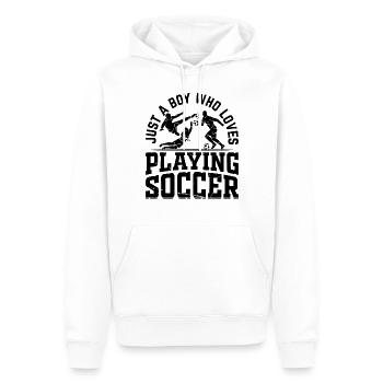 Soccer - Just A Boy Who Loves Playing Soccer - Men’s Premium Organic Hoodie - white - Front - Nico (187cm)