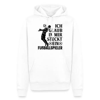 Ich glaub in mir steckt ein Fußballspieler - Lusti - Männer Premium Bio Hoodie - Weiß - Vorne - Nico (187cm)