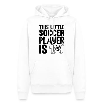 Anniversaire de football - Ce petit joueur de football a 10 ans - Sweat à capuche Premium bio Homme - blanc - Devant - Nico (187cm)