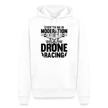 Drone Pilot - Tout avec modération sauf Dron - Sweat à capuche Premium bio Homme - blanc - Devant - Nico (187cm)