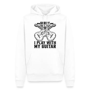 Guitariste - Désolé je ne peux pas parler Je joue avec mon Gu - Sweat à capuche Premium bio Homme - blanc - Devant - Nico (187cm)