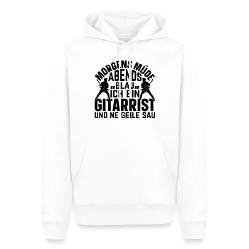 Morgens Müde Abends Blau Ich bin Gitarrist Und Ne - Männer Premium Bio Hoodie - Weiß - Vorne - Nico (187cm)