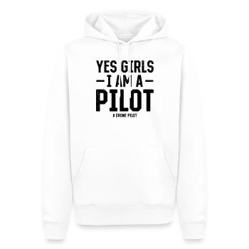 Pilote de drone quadricoptère - Oui les filles Je suis un pilote A - Sweat à capuche Premium bio Homme - blanc - Devant - Nico (187cm)