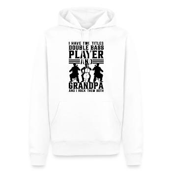 J’ai deux titres de contrebassiste et de grand-père - Sweat à capuche Premium bio Homme - blanc - Devant - Nico (187cm)
