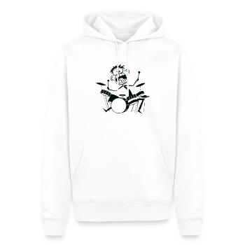 Drôle de batteur Joueur de tambour drôle - Sweat à capuche Premium bio Homme - blanc - Devant - Nico (187cm)