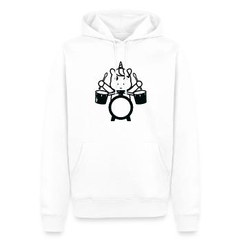 Licorne Batteur Licorne Joueur de tambour - Sweat à capuche Premium bio Homme - blanc - Devant - Nico (187cm)
