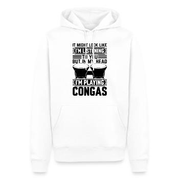 I'm Listening To You But In My Head I'm Playing Co - Men’s Premium Organic Hoodie - white - Front - Nico (187cm)