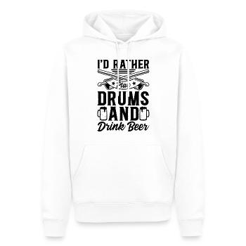 I'd Rather Play Drums And Drink Beer - Drum Player - Männer Premium Bio Hoodie - Weiß - Vorne - Nico (187cm)