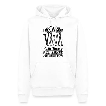 I Really Need All These Drumsticks - Drummer - Männer Premium Bio Hoodie - Weiß - Vorne - Nico (187cm)