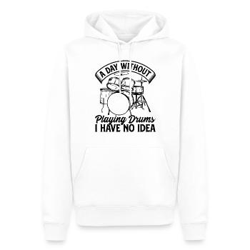 Un jour sans jouer de la batterie Je n’ai aucune idée batteur - Sweat à capuche Premium bio Homme - blanc - Devant - Nico (187cm)