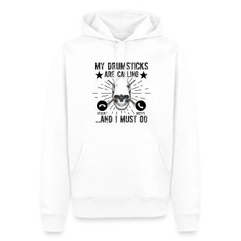 My Drumsticks Are Calling I Must Go - Funny Drumme - Men’s Premium Organic Hoodie - white - Front - Nico (187cm)