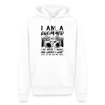 Funny Drum Player Drummer Musician - Men’s Premium Organic Hoodie - white - Front - Nico (187cm)
