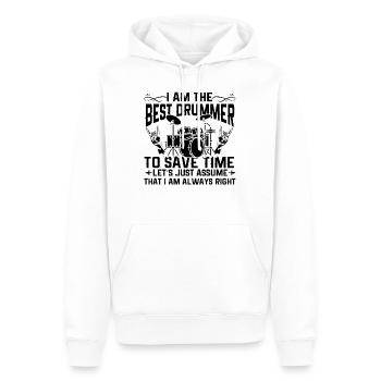 Je suis le meilleur batteur drôle de batteur - Sweat à capuche Premium bio Homme - blanc - Devant - Nico (187cm)