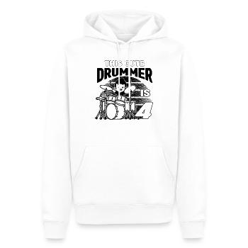 This Cute Drummer Is 4 Years Old - Birthday Drumme - Men’s Premium Organic Hoodie - white - Front - Nico (187cm)