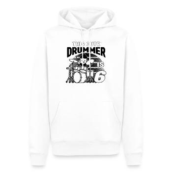 This Cute Drummer Is 6 Years Old - Birthday Drumme - Men’s Premium Organic Hoodie - white - Front - Nico (187cm)