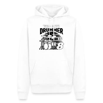 This Cute Drummer Is 8 Years Old - Birthday Drumme - Men’s Premium Organic Hoodie - white - Front - Nico (187cm)