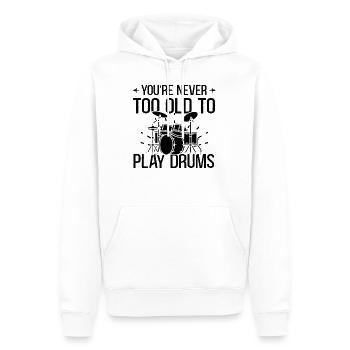 You're Never Too Old To Play Drums - Drummer Music - Men’s Premium Organic Hoodie - white - Front - Nico (187cm)