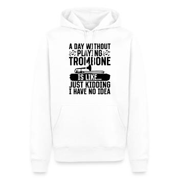 A Day Without Playing Trombone Is Like Just Kiddin - Men’s Premium Organic Hoodie - white - Front - Nico (187cm)