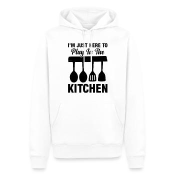 I'm Just Here To Play In The Kitchen Chef Cooking - Männer Premium Bio Hoodie - Weiß - Vorne - Nico (187cm)