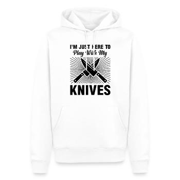 I'm Just Here To Play With My Knives Chef Cooking - Men’s Premium Organic Hoodie - white - Front - Nico (187cm)