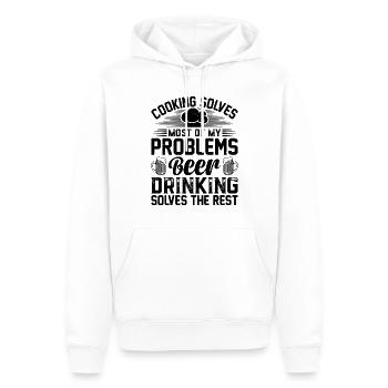 La cuisine résout la plupart de mes problèmes de consommation de bière - Sweat à capuche Premium bio Homme - blanc - Devant - Nico (187cm)