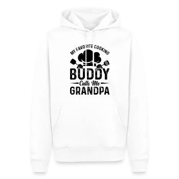 Mon copain de cuisine préféré m’appelle grand-père chef Co - Sweat à capuche Premium bio Homme - blanc - Devant - Nico (187cm)