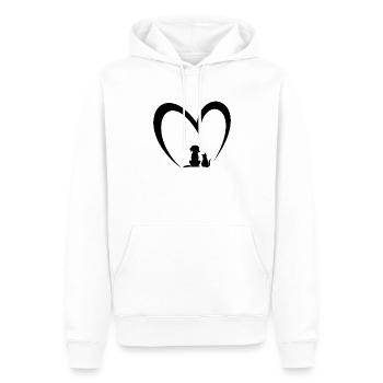 Dog & Cat Heart Dog Puppy & Baby Cat Puppy - Männer Premium Bio Hoodie - Weiß - Vorne - Nico (187cm)