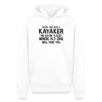 Kayak drôle - Ne jouez jamais avec un kayakiste - Sweat à capuche Premium bio Homme - blanc - Devant - Nico (187cm)