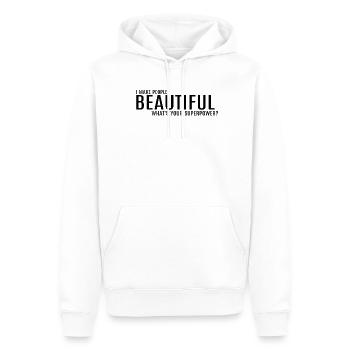 I Make People Beautiful What's Your Superpower? - Men’s Premium Organic Hoodie - white - Front - Nico (187cm)