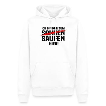 Mallorca Party - Ich Bin Nur Zum Saufen Hier - Männer Premium Bio Hoodie - Weiß - Vorne - Nico (187cm)