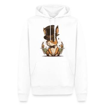 Chapeau haut de forme Lapin - Sweat à capuche Premium bio Homme - blanc - Devant - Nico (187cm)