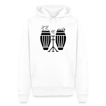 Funny Conga Player Stick Figure Conga Drummer - Männer Premium Bio Hoodie - Weiß - Vorne - Nico (187cm)