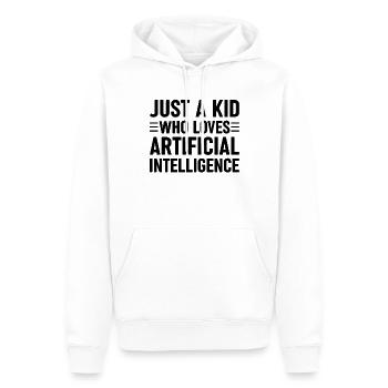 Juste un enfant qui aime l’intelligence artificielle - Sweat à capuche Premium bio Homme - blanc - Devant - Nico (187cm)