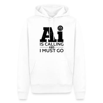 AI Is Calling And I Must Go - Ai Artificial Intell - Sweat à capuche Premium bio Homme - blanc - Devant - Nico (187cm)