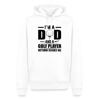 Je suis papa et joueur de golf Rien ne me fait peur - Da - Sweat à capuche Premium bio Homme - blanc - Devant - Nico (187cm)