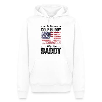 My Favorite Golf Buddy Calls Me Daddy - Golfer Dad - Männer Premium Bio Hoodie - Weiß - Vorne - Nico (187cm)