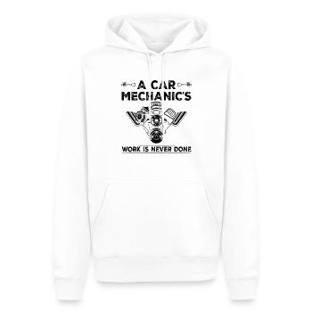 Le travail d’un mécanicien automobile n’est jamais terminé - Automobile M - Sweat à capuche Premium bio Homme - blanc - Devant - Nico (187cm)