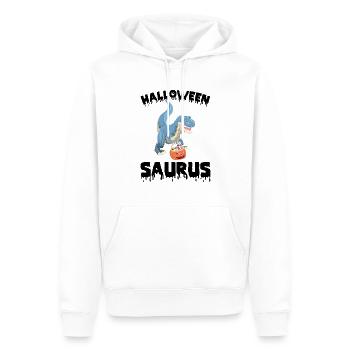 Halloween Dino with Pumpkin Halloween Saurus - Men’s Premium Organic Hoodie - white - Front - Nico (187cm)