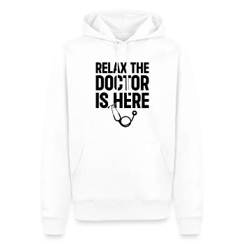 Détendez-vous Le Docteur Est Là - Drôle De Docteur La Vie - Sweat à capuche Premium bio Homme - blanc - Devant - Nico (187cm)