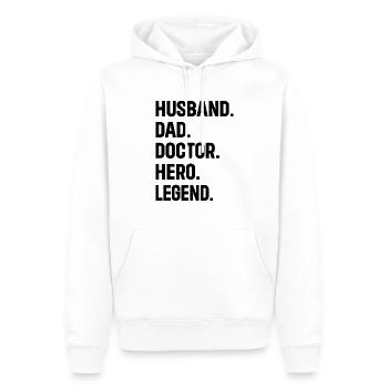 Mari Papa Docteur Hero Legend - Docteur Papa - Sweat à capuche Premium bio Homme - blanc - Devant - Nico (187cm)