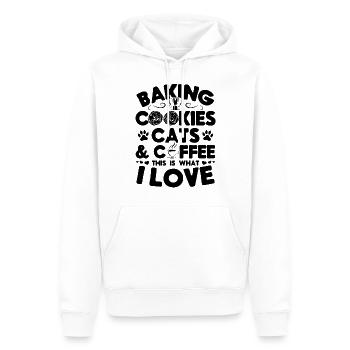 Baking Cookies Cats & Coffee This is what I Love - - Männer Premium Bio Hoodie - Weiß - Vorne - Nico (187cm)